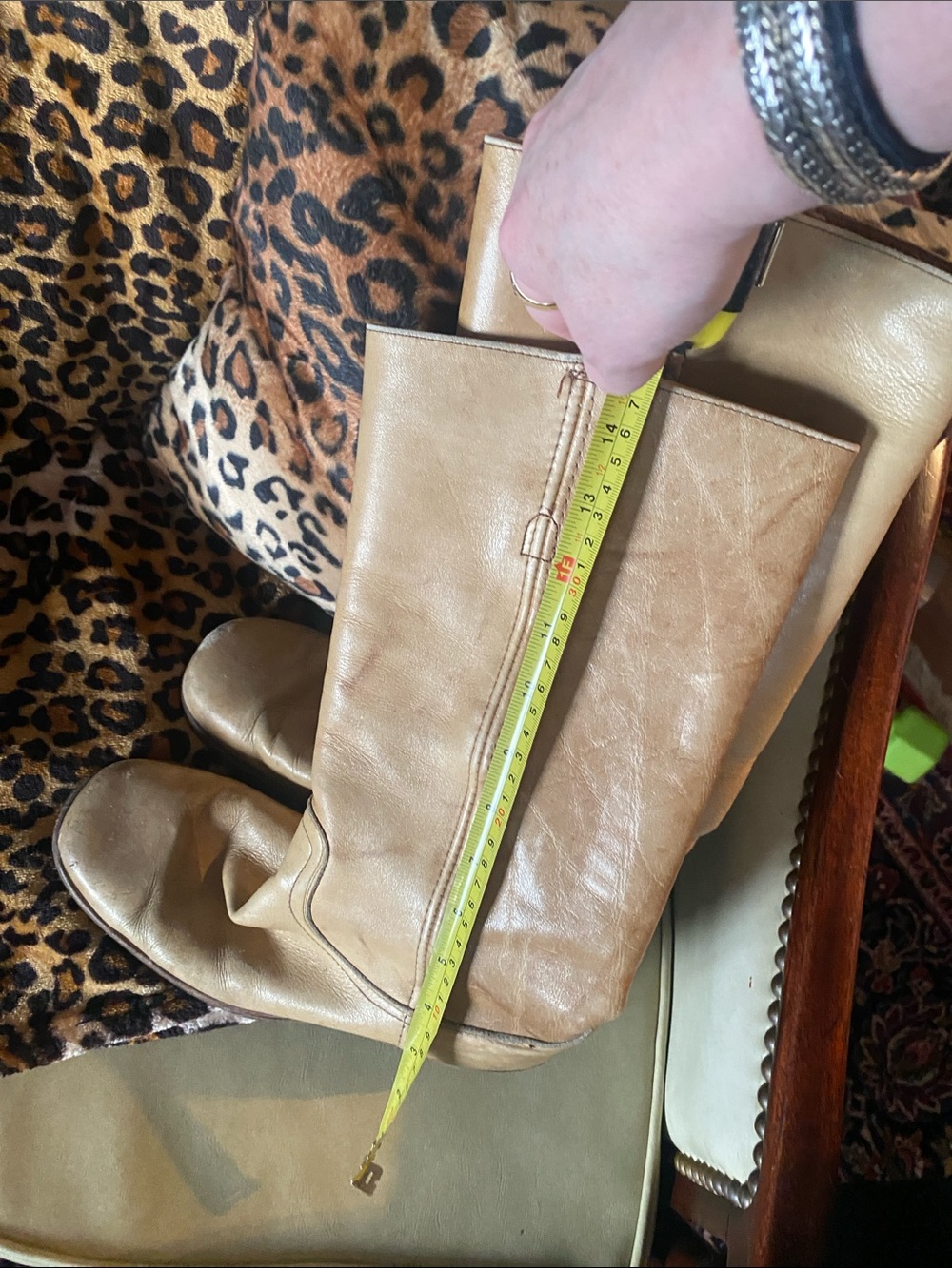 Vintage Frye Campus Banana Leather Mid-Calf Heeled Boots - Picture 3 of 4